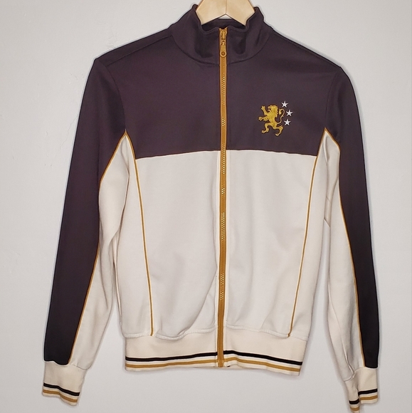 Brown and Bone Athletic Scene Zipped Light Sport Jacket with Ribbed Cuffs - Picture 8 of 11